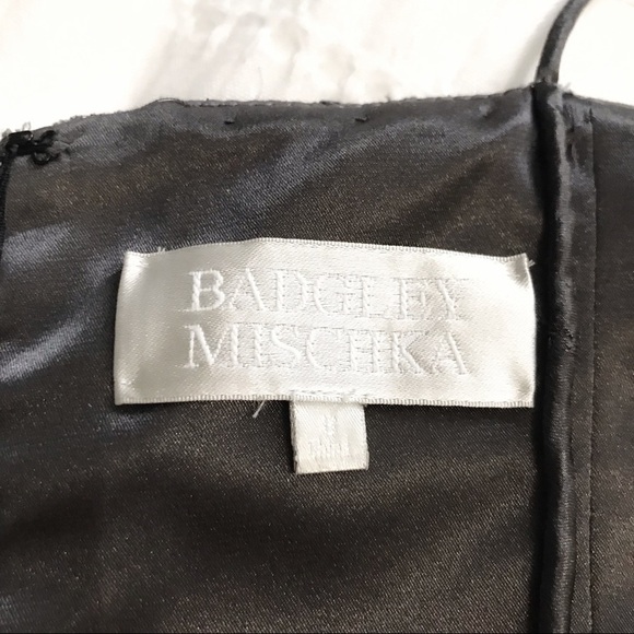 BADGLEY MISCHKA GREY EMPIRE LACED MINI SEQUIN SLEEVELESS EVENING DRESS - 8 - Picture 4 of 14